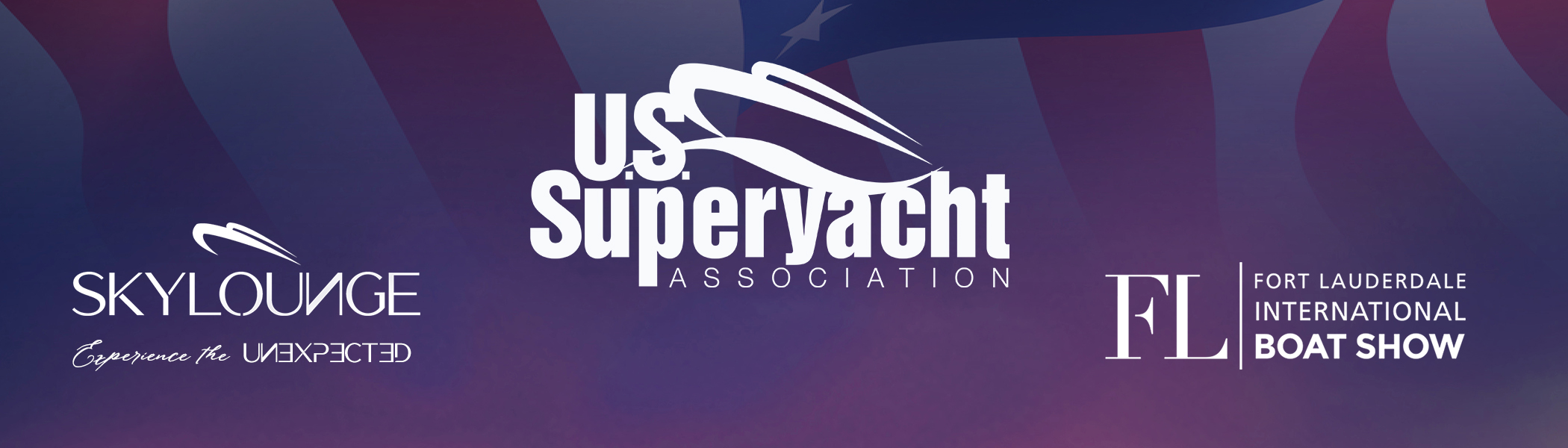 USSA, Skylounge and FLIBS logos on purple background